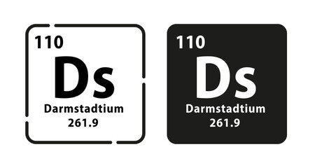 Darmastadtium periodic element icon. The chemical element of the periodic table. Sign with atomic number. Atomic mass and electronegativity values. Vector illustration