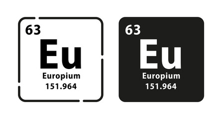 Europium periodic element icon. The chemical element of the periodic table. Sign with atomic number. Atomic mass and electronegativity values. Vector illustration