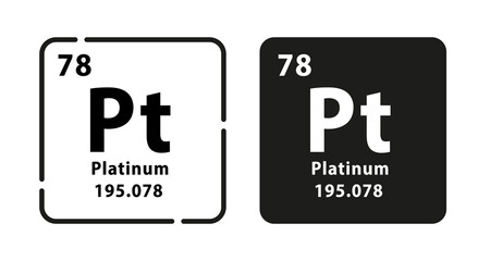 Platinum periodic element icon. The chemical element of the periodic table. Sign with atomic number. Atomic mass and electronegativity values. Vector illustration