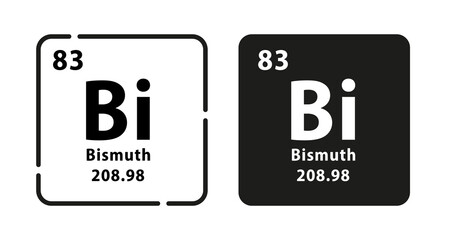 Bismuth periodic element icon. The chemical element of the periodic table. Sign with atomic number. Atomic mass and electronegativity values. Vector illustration