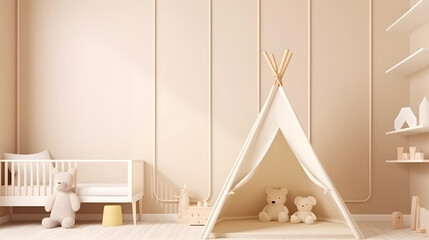 Minimalist Interior of modern interior desige 3D rendering, generative ai