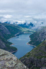 Obraz na płótnie Canvas The amazing landscape of the Ringedalsvatnet Lake from Trolltunga scenic spot, Norway