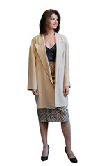 Modern woman fashionable office clothes jacket - coat, expensive good fabrics, transparent background, png.