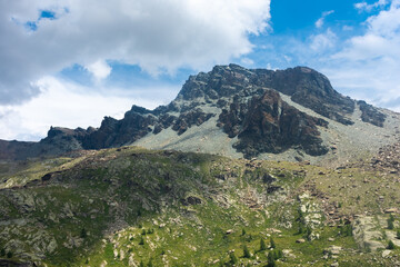 View of the Monte Rosa,  the second highest mountain in Europe, between Italy and Switzerland