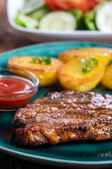 grilled pork steak