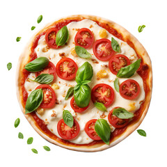 Caprese pizza isolated on transparent background