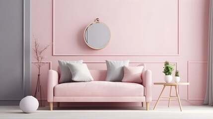 Minimalist Interior of modern interior desige 3D rendering, generative ai