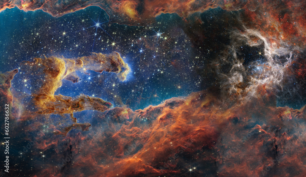 Wall mural somewhere in extreme deep space far galaxies and stardust. science fiction background. elements of t