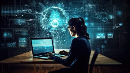 Digital Confluence: A Person Engaging with a GPT Model Interface Amidst AI Symbols, Generative AI