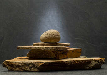 still life with brown stones for podium background