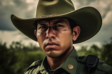 Portrait of a US border patrol officer, generative AI - obrazy, fototapety, plakaty