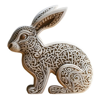 celtic, gaelic bunny design isolated on white background, generative ai