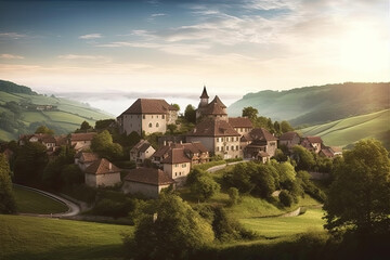 view of the city of salzburg country made with generative ai