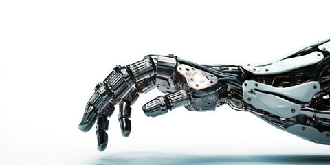 Robotic High-Quality Cyborgs Hand. Delve into the future with mechanical robots beings embracing teamwork. AI Generative