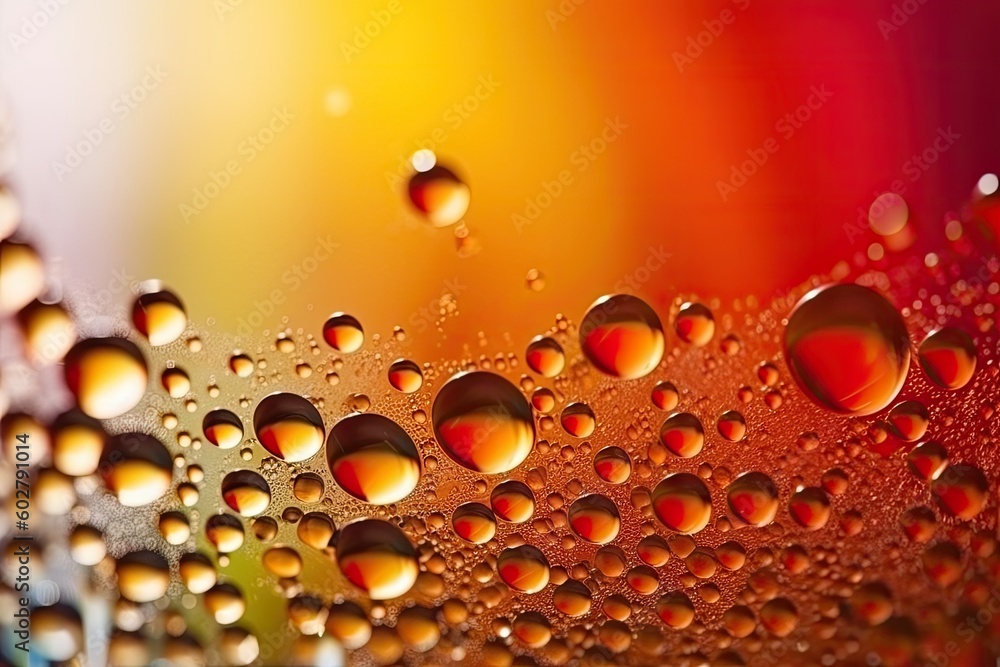 Poster water droplets on a surface in macro view generative ai