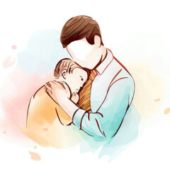 Vector Illustration of Father's Day in Watercolor, Generative AI