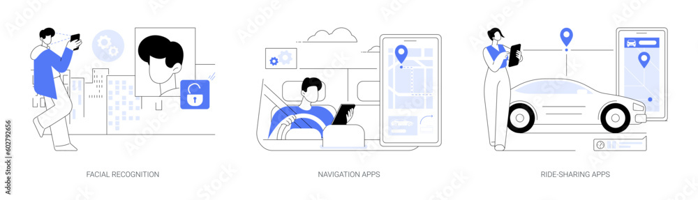 Wall mural artificial intelligence applications abstract concept vector illustrations.