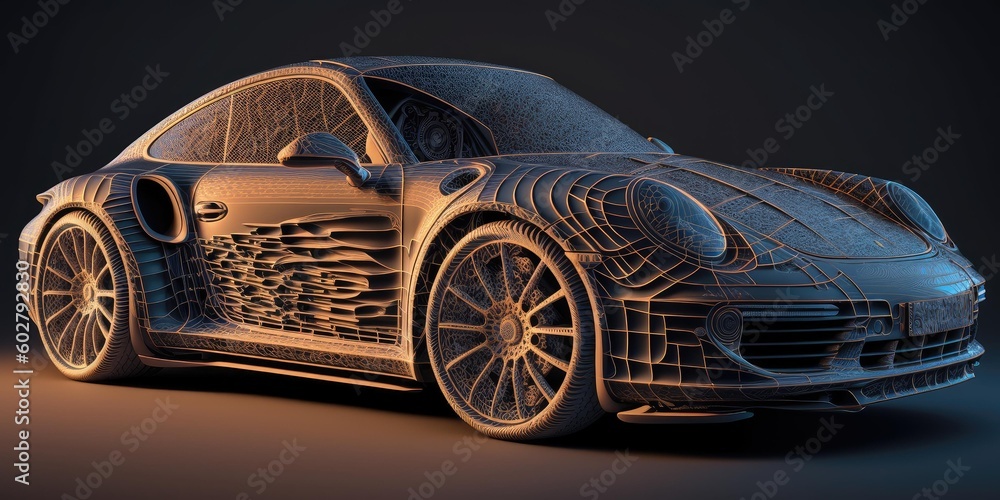 Aufkleber structure design hologram of a sports car. superlative generative ai image.