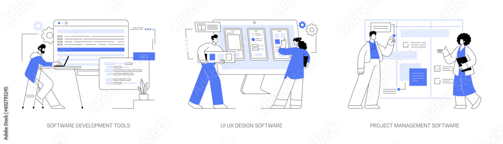Poster it software abstract concept vector illustrations.