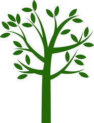Simple Green Tree with Leaves Illustration