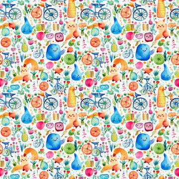 Watercolor seamless pattern wallpapers, fashion, backgrounds, textures, DIY, wrappers