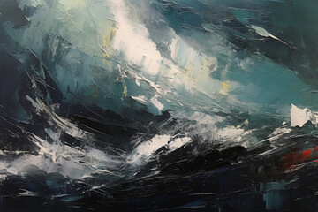Abstract Expressionist painting of a stormy sea