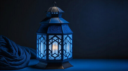 Islamic lantern with copy space background. Generative Ai 