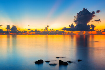 Colorful sunrise over ocean on Maldives