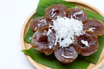 Thai dessert brown sugar (Ko sui) with grated coconut