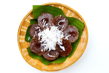 Thai dessert brown sugar (Ko sui) with grated coconut