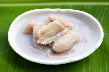 Banana in coconut milk. Thai dessert