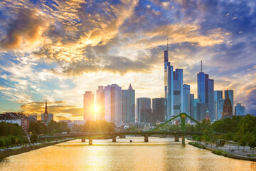 Frankfurt am Main at sunset, Germany - obrazy, fototapety, plakaty