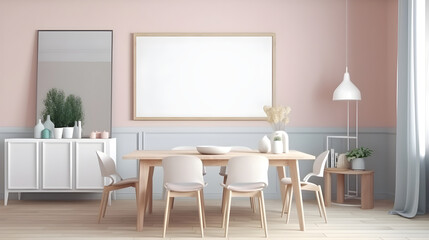 Fototapeta premium Minimalist Interior of modern interior desige 3D rendering, generative ai