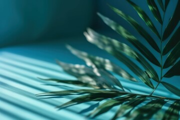 Palm leaves in the studio. Background with selective focus. AI generated, human enhanced