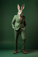 Anthropomorphic bunny dressed in a suit like a businessman. business concept. AI generated, human enhanced