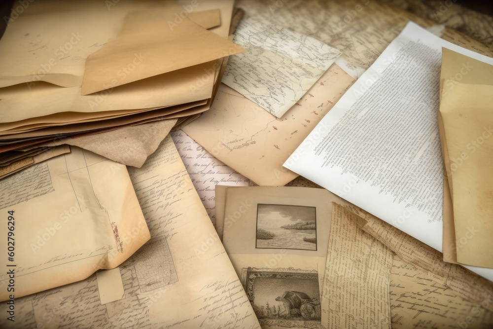 Aufkleber cluttered desk with disorganized stacks of paper generative ai