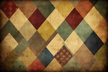 grungy and colorful diamond pattern Generative AI