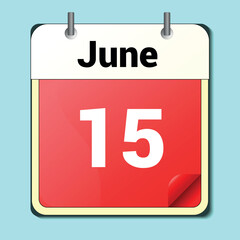 Fototapeta premium day on the calendar, vector image format, June 15