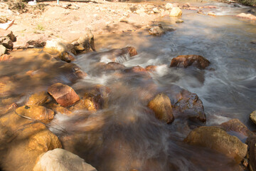 The small river known as Rio dos Goianos that flows into the Waterfall Known as Cachoeira Boqueirao in Paranoa, Brazil, near Brasilia