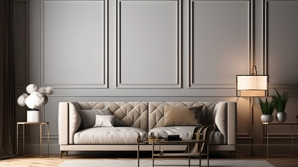 Minimalist Interior of modern interior desige 3D rendering, generative ai