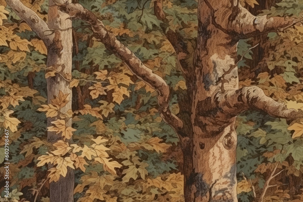 Aufkleber dense forest with tall trees and foliage generative ai