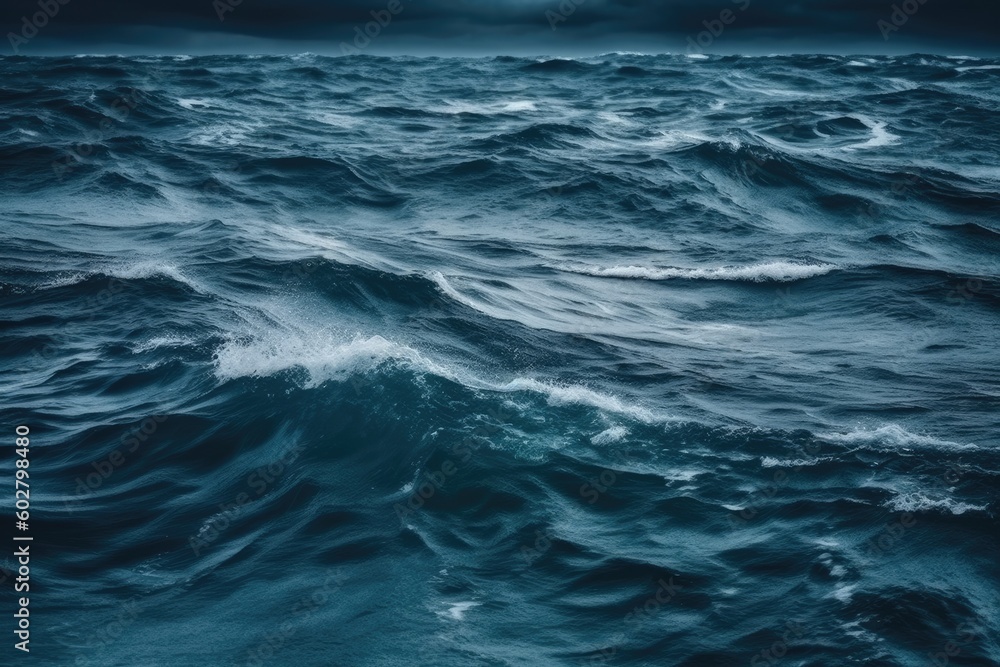 Poster stormy ocean with crashing waves generative ai