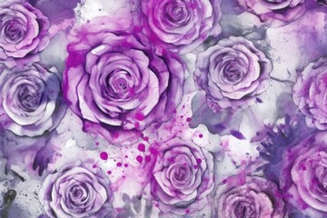 Purple Roses on a White Background Generative AI