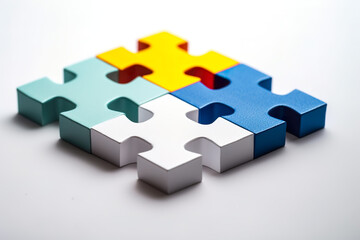 Unassembled puzzle pieces, business concept, IA generativa
