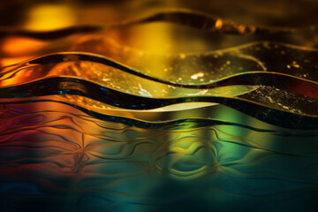 abstract background of colorful, glass-like fluid or water. Generative ai.