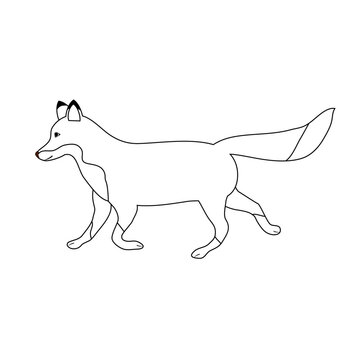 Vector hand drawn flat outline fox isolated on white background