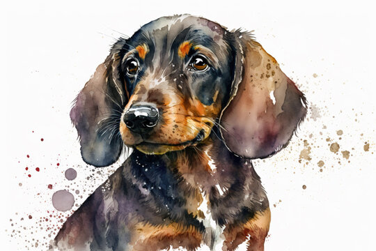 Generative AI. Portrait of Dachshund. Handsome Hunting Dog. Animal illustration.