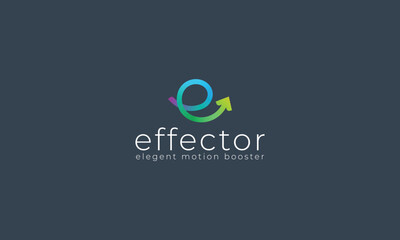 Letter e creative colorful arrow motion booster direction logo