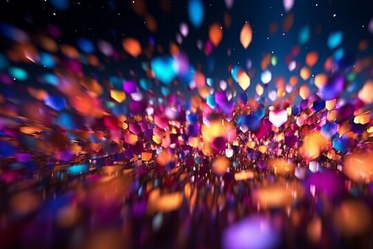 Vibrant Bokeh Particles Cascading, Abstract Neon Background, Generative AI