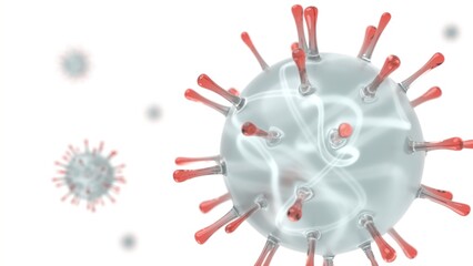 virus 3d representation microscope view of germs or microbes. can be used to represent covid coronavirus, immunity system, immunodeficient disease or nucleocapsid protein genome